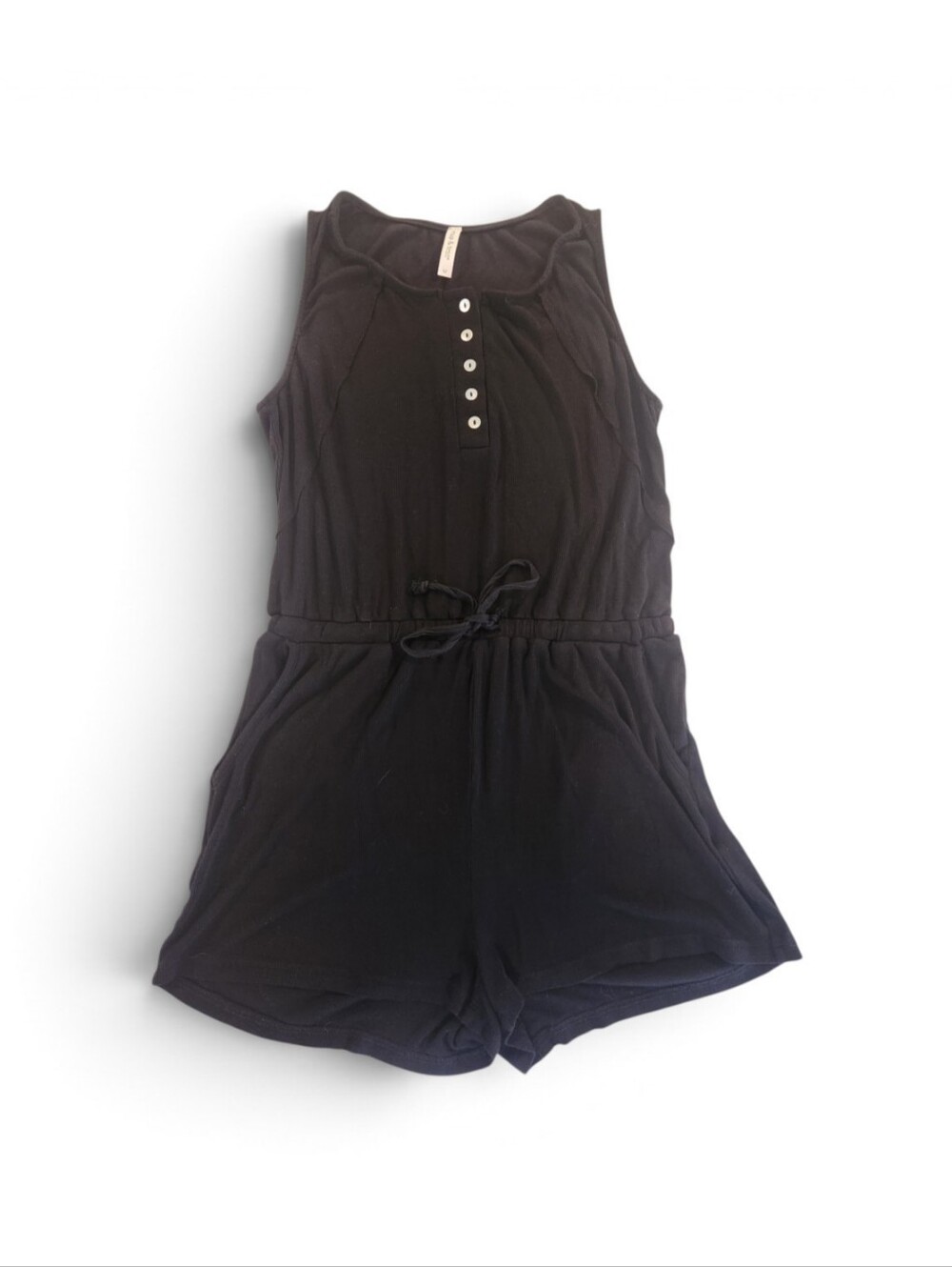 Mia & Tess Black Sleeveless Romper with Button & Pockets Women's Size Medium